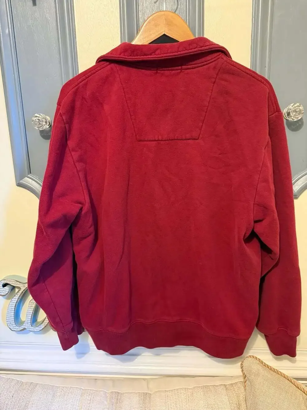 Nautica Quarter Zip Sweatshirt Size M Red Fleece Pullover